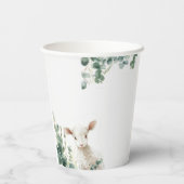 Kleine Baby Lamb en Eucalyptus doop Papieren Bekers (Achterkant)