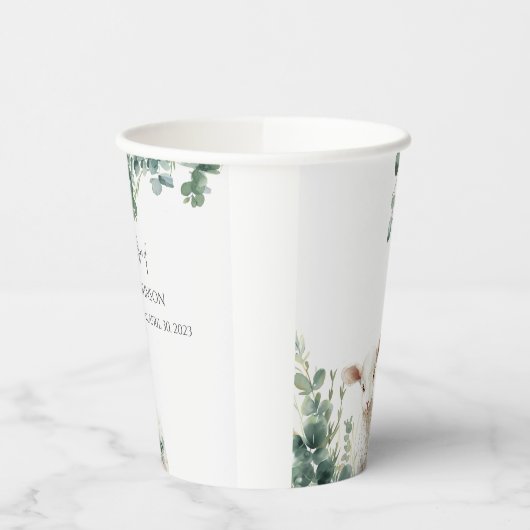 Kleine Baby Lamb en Eucalyptus doop Papieren Bekers (Links)