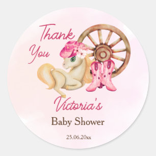 Kleine baby shower dank je. ronde sticker