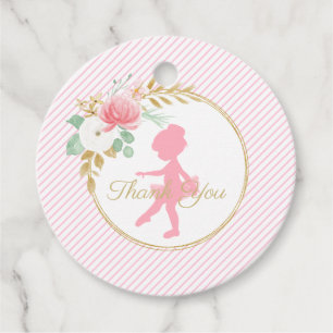 Kleine ballerina bloemen en strepen Bedankt-labels Bedankjes Labels