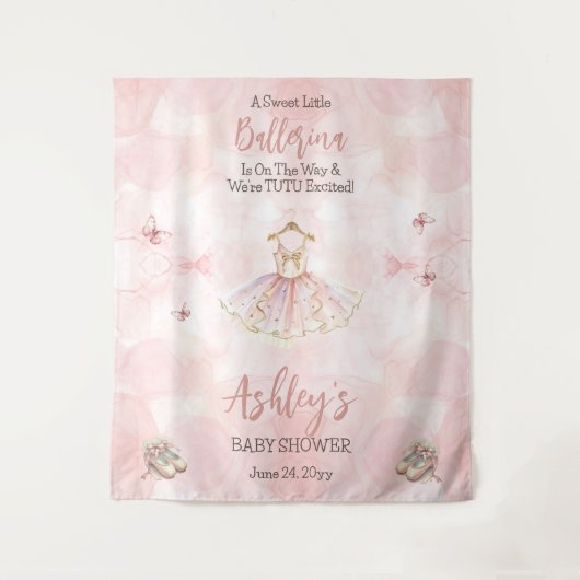 Kleine ballerina is op weg naar Tutu Baby shower Wandkleed (Voorkant)