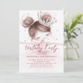 Kleine Ballerina met Crown Pink Verjaardagsfeest Kaart (Staand voorkant)