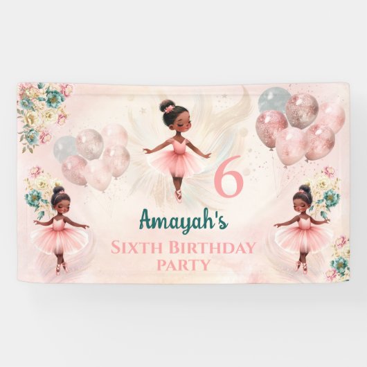 Kleine Ballerina Roze Blauwgroen Bloemen Meisje Ve Spandoek (Horizontaal)