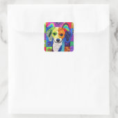 Kleine beagle puppy Quilly als design Vierkante Sticker (Tas)