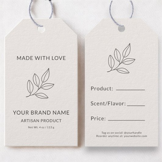 Kleine bedrijven Minimalistische Botanische Prijs  Cadeaulabel