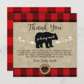 Kleine Beer Flannel Lumberjack Hartelijk dank Bedankkaart (Voorkant / Achterkant)