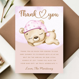 Kleine beer meisje baby shower dank u kaart