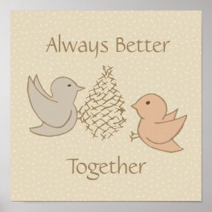 Kleine Beige Birdies bij de feeder - beter bij elk Poster