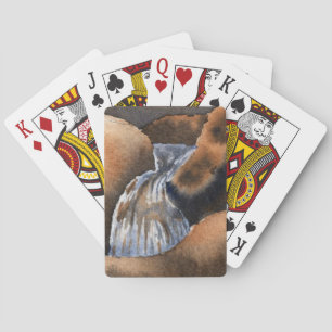 Kleine bergstroom waterval landschap pokerkaarten