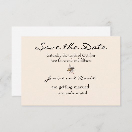 Kleine bijenbruiloft Sla de datumkaart op Save The Date (Voorkant / Achterkant)