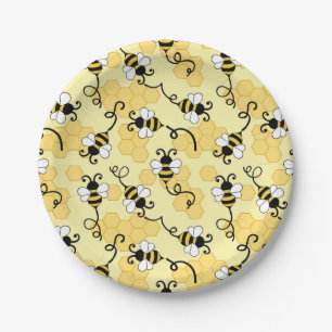 Kleine bijenpatroon bevestigen papieren bordje