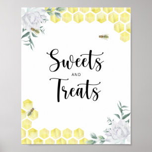 kleine bijensnoepjes en behandelt baby shower post poster