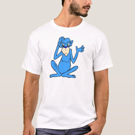 Kleine blauwe aap t-shirt (Voorkant)