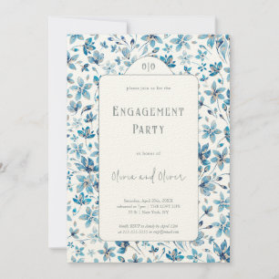 Kleine Blauwe Bloemen Verlovingsfeest Kaart