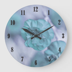 Kleine Blauwe Bloemen Wandklok Grote Klok
