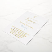 kleine blauwe boog Doop Folie Uitnodiging (Gedraaid)