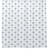 Kleine Blauwe en Witte Palm Palmetto bomen Douchegordijn (Voorkant)