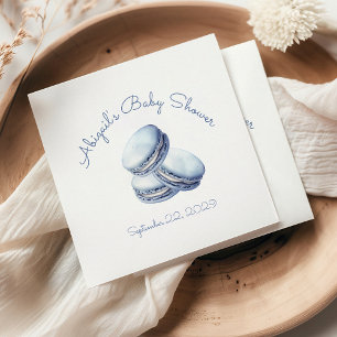 Kleine blauwe Franse Macarons Jongens Baby Shower Servet