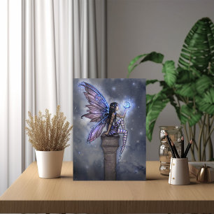 Kleine Blauwe Maanfee Wenskaart Kaart