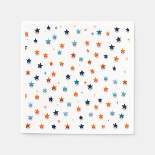 Kleine Blauwe & oranje Sterren: Verjaardagsfeestse Servet (Voorkant)