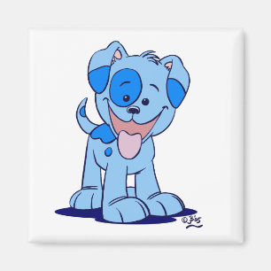 Kleine blauwe puppy magnet magneet