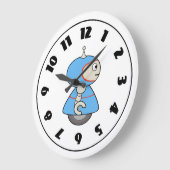 Kleine blauwe robotklok grote klok (Hoek)