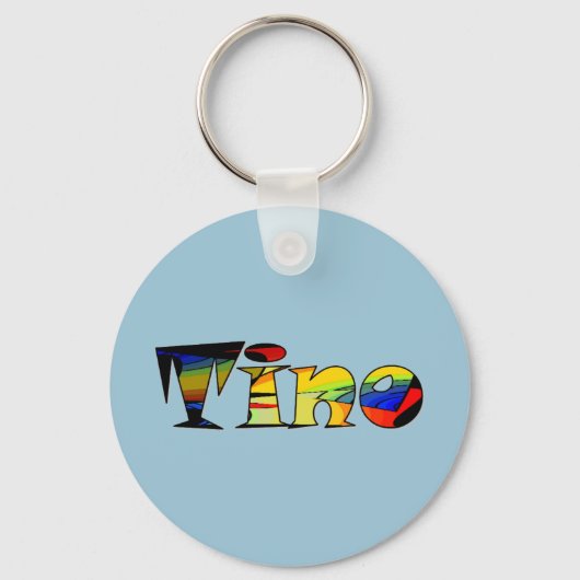 Kleine blauwe sleutelhanger voor Tino (Voorkant)