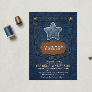 Kleine Blauwe Spijkerbroek Is Op Komst, Denim Baby Kaart