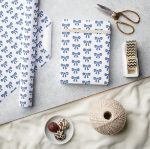 Kleine Blauwe Strik Baby Shower Jongen Verjaardag Cadeaupapier
