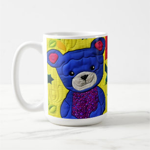 Kleine blauwe Teddy Bear Quilt like Design Koffiemok