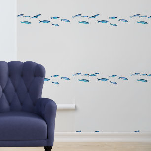 Kleine blauwe vis nautisch behang
