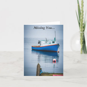 Kleine blauwe Vissende boot Kaart