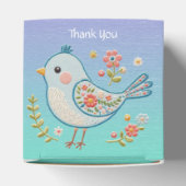 Kleine Blauwe Vogel Bloemen Favoriete Doos Bedankdoosjes (Bovenkant)