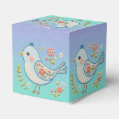 Kleine Blauwe Vogel Bloemen Favoriete Doos Bedankdoosjes (Achterkant)