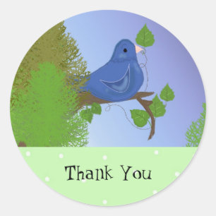 Kleine Blauwe Vogel Dank Je Ronde Sticker