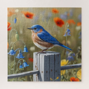 Kleine blauwe vogel puzzel