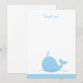 Kleine blauwe walvisflat Dank je wel Notitiekaartje (Voorkant / Achterkant)