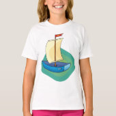 Kleine Blauwe Zeilboot T-shirt (Voorkant)