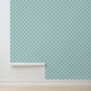 Kleine Blauwgroen Checkers Behang