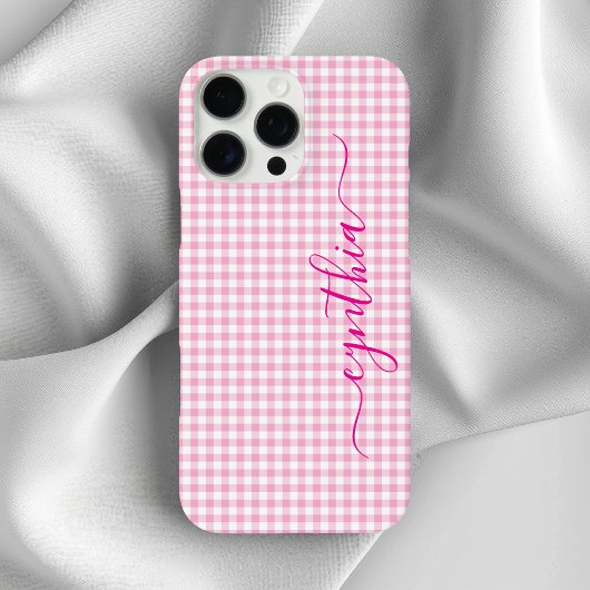Kleine Bleke Roze Gingham Handtekening Case-Mate iPhone Case