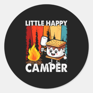 Kleine blije kampeerder grappige jongen meisje peu ronde sticker