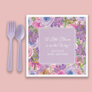 Kleine bloem paarse roze bloemige babyshower voor  servet