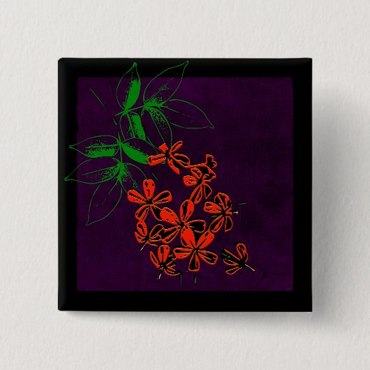 Kleine bloem vierkante button 5,1 cm (Voorkant)