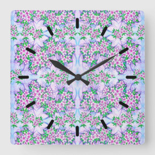  kleine bloemen acrylwandklok vierkante klok