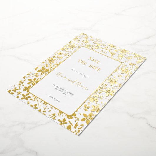 Kleine bloemen bruiloft save the date folie uitnodiging (Gedraaid)