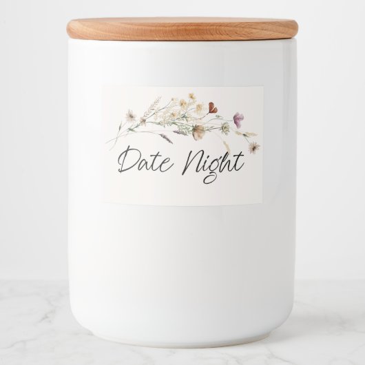  kleine bloemen Datum Nacht juli Voedselcontainer Etiket (Voorkant)