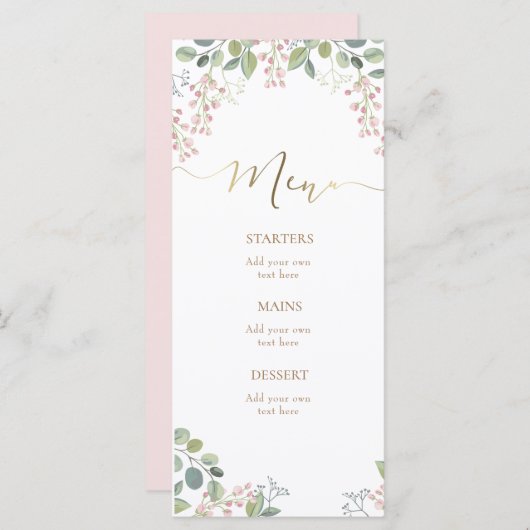 kleine bloemen en groen Menu (Voorkant / Achterkant)