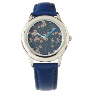 Kleine bloemen lichtblauw patroon horloge