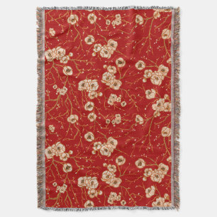Kleine bloemen op rood patroon deken