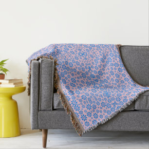 Kleine bloemen Pattern.Blue 02.b Roze BG Deken